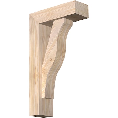 Ekena Millwork Funston Block Smooth Bracket w/ Offset Brace, Douglas Fir, 5 1/2"W x 16"D x 28"H BKT0604X16X28FST05SDF